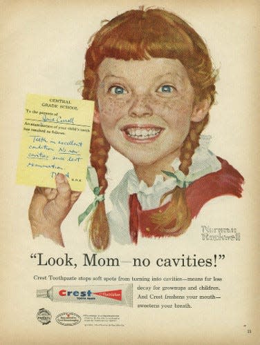 A Norman Rockwell ad for fluoride-boosted Crest toothpaste