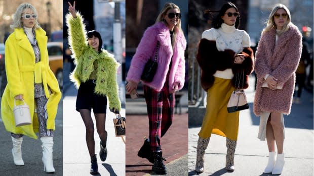 Colorful cozy coats at New York Fashion Week. Photos: Imaxtree