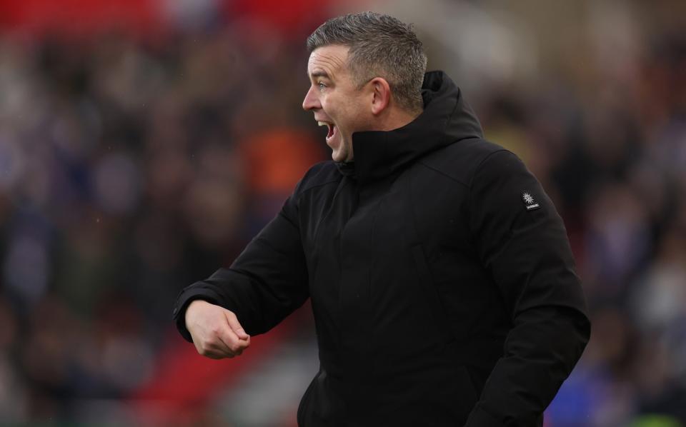 Steven Schumacher manager of Stoke City gestures during the Sky Bet Championship match between Stoke City and Ipswich Town at Bet365 Stadium on January 01, 2024 in Stoke on Trent, England