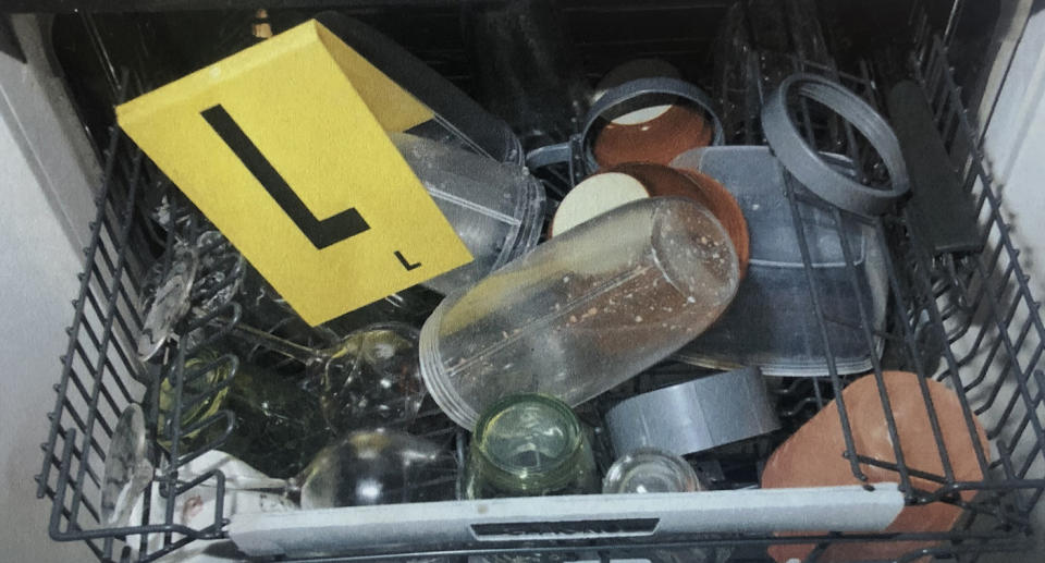 An undated image tendered as evidence shows a NutriBullet cup in the dishwasher at Mathew Dunbara's property Pandora. 