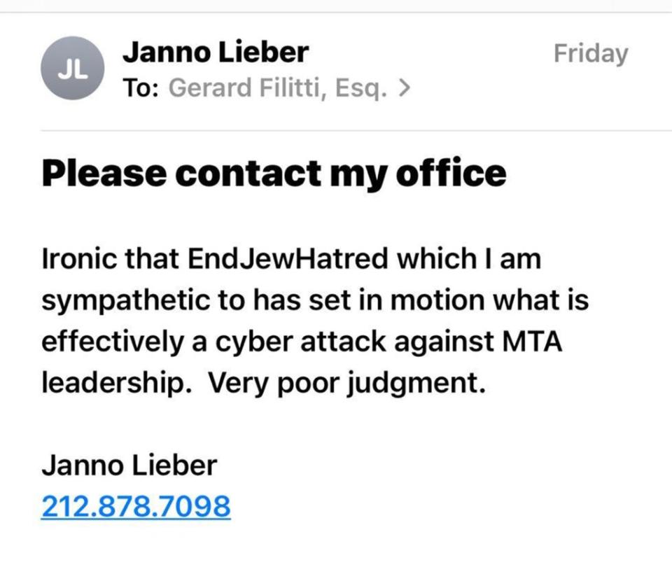 The email was described as “unbelievable” by an activist with #EndJewHatred.