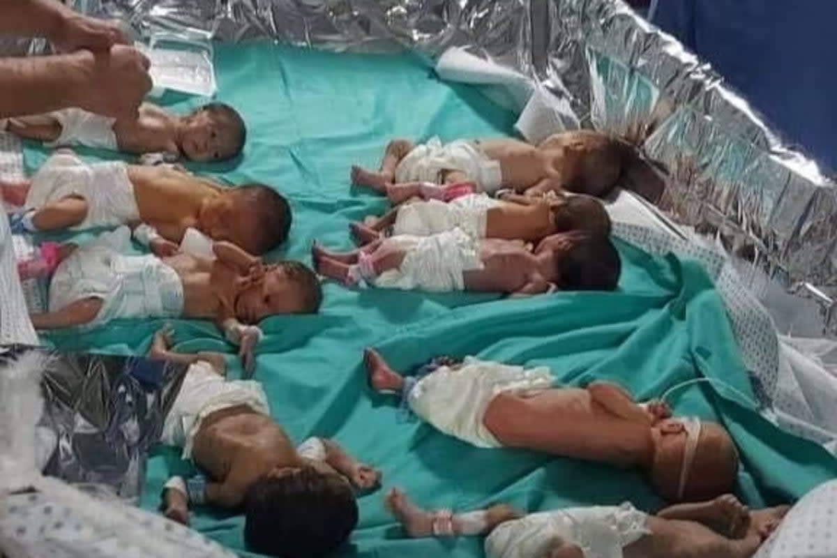 Tin foil is being used in lieu of incubators in a grim bid to keep premature babies alive (Gaza Health Ministry)