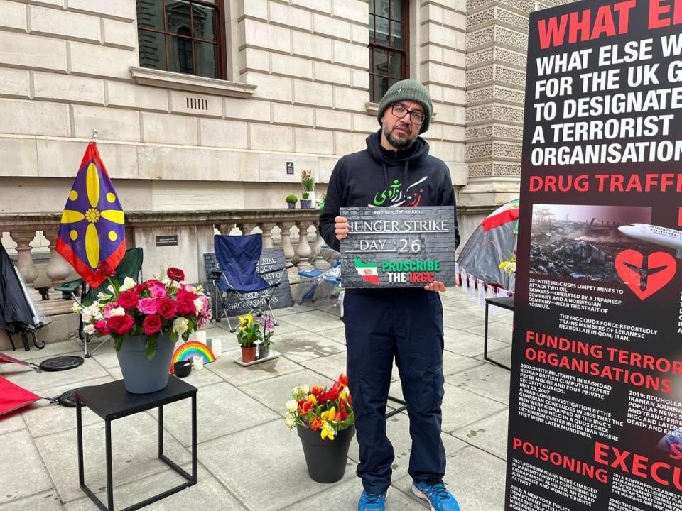 Vahid Beheshti outside the Foreign Affairs Office on Monday (via Vahid Beheshti)