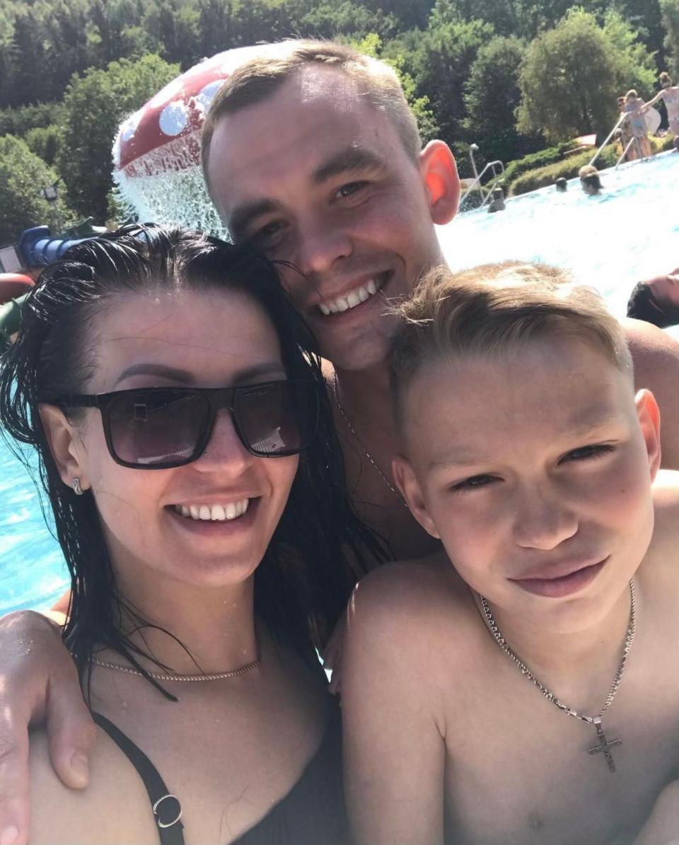 Olena Zinchenko and Oleh Lonov with their son Rostyslav Zinchenko. Zinchenko and her family moved to Macon following the Russian invasion of Ukraine.