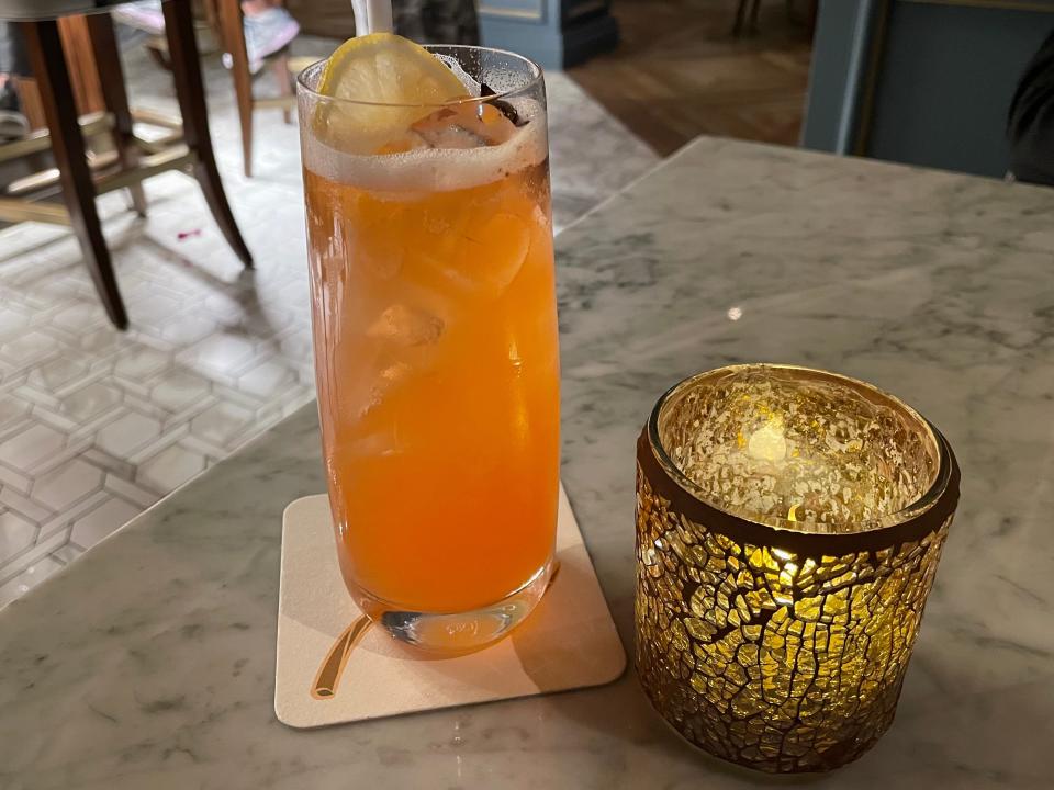 floral bitter cocktail from enchanted rose lounge at disney's grand floridian resort