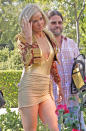 <b>Goldie Frock</b><br><br>While her overly-metallic look is a bit on the trashy side, 48-year-old Mary-Louise Parker proves she still has the bod to pull off such a revealing costume on the set of the black comedy "Parental Guidance Suggested." <br><br>Parker was seen on Monday in North Hollywood, California, stepping out in a platinum blonde cropped wig, gold lamé swimsuit with a plunging neckline and a matador-inspired jacket. <br><br>Parker, who is said to be playing duel roles -- one of which is a bullfighter named Saint Lola -- was truly staying gold from head to toe, also sporting gold nails and a not-so-conservative gold wrap. <br><br>Due in theaters next year, "Parental Guidance Suggested" also stars Selena Gomez, Dylan McDermott and Elisabeth Shue. It tells the story of a teenage boy who embarks on a rock 'n roll-infused journey.