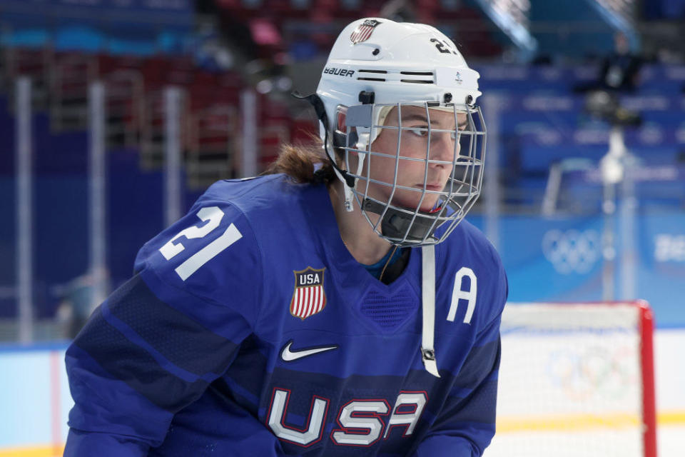 Hilary skating during a warmup