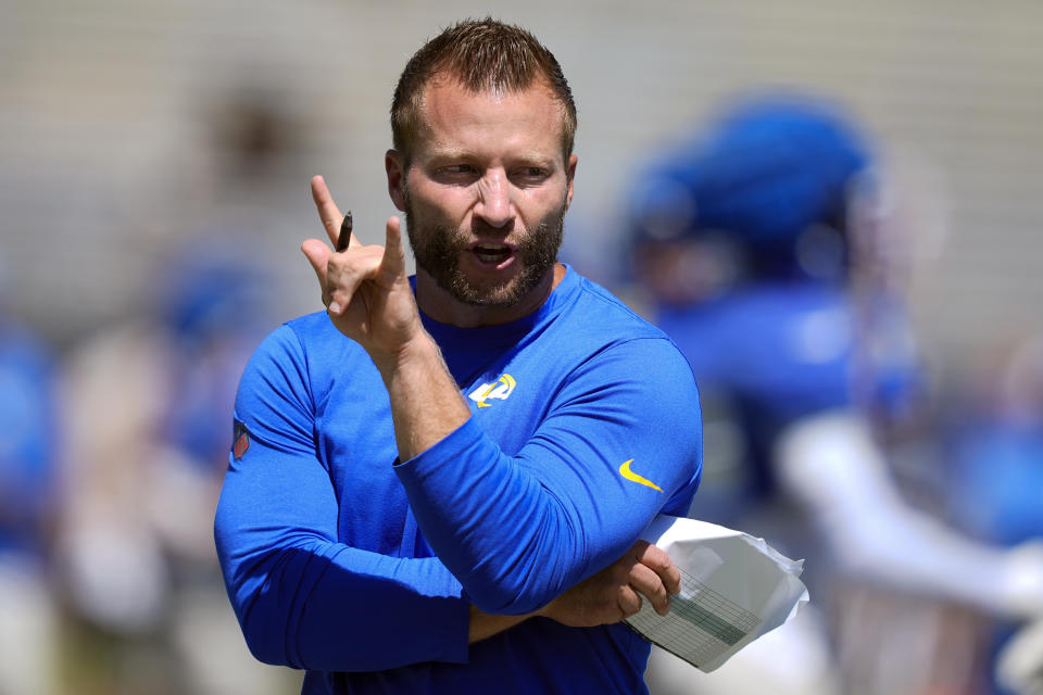 Los Angeles Rams head coach Sean McVay won't be coaching his team in the second preseason game. (AP Photo/Ryan Sun)