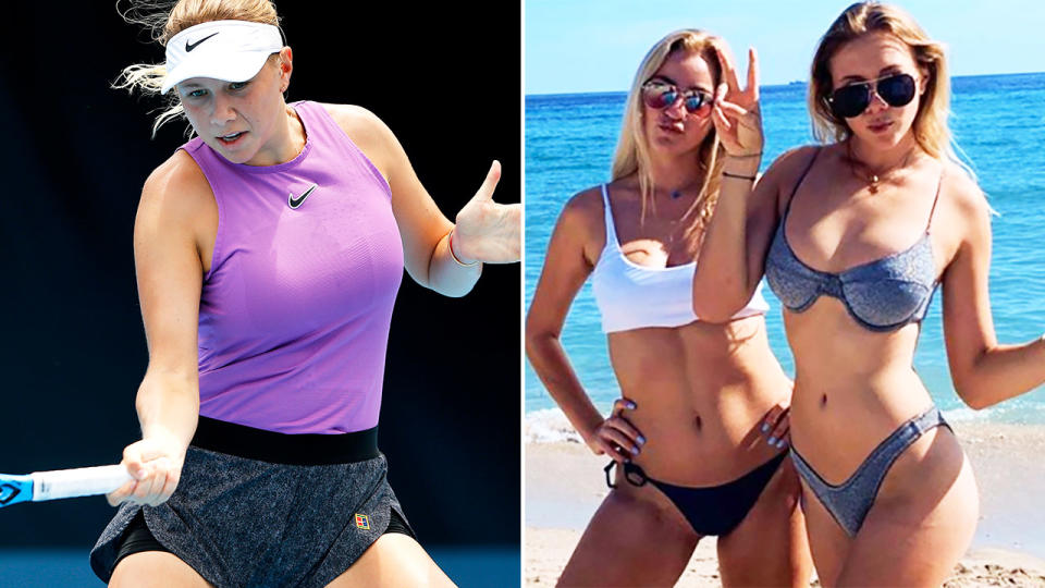 Amanda Anisimova, pictured here on and off the tennis court.
