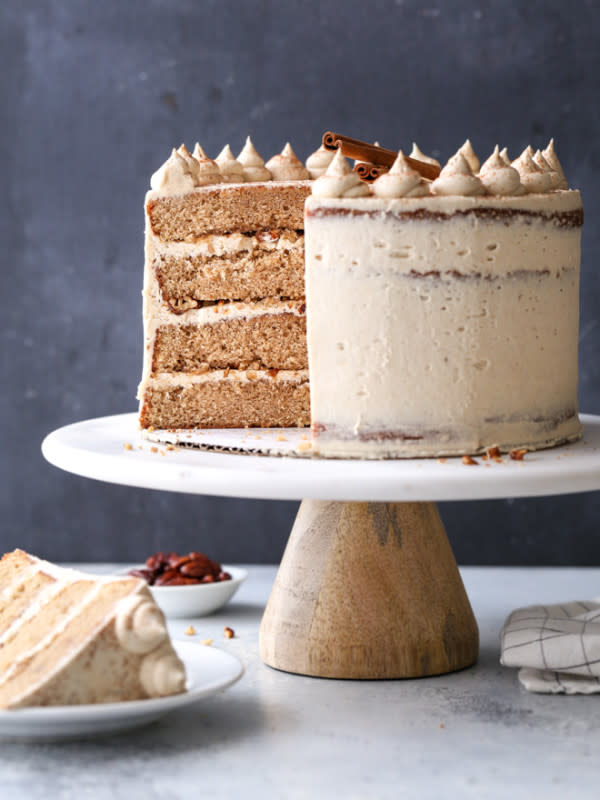 <p>Completely Delicious</p><p>This brown sugar cinnamon layer cake is full of autumn flavor and spice, with moist cake layers, candied pecans, and the fluffiest buttercream frosting.</p><p><strong>Get the recipe: <a href="https://www.completelydelicious.com/brown-sugar-and-cinnamon-layer-cake/" rel="nofollow noopener" target="_blank" data-ylk="slk:Brown Sugar and Cinnamon Layer Cake;elm:context_link;itc:0;sec:content-canvas" class="link ">Brown Sugar and Cinnamon Layer Cake</a></strong></p><p><strong>Related: <a href="https://parade.com/1109848/mayakrampf/best-keto-brown-sugar-recipes/" rel="nofollow noopener" target="_blank" data-ylk="slk:25 Keto-Friendly Brown Sugar Recipes;elm:context_link;itc:0;sec:content-canvas" class="link ">25 Keto-Friendly Brown Sugar Recipes</a></strong></p>