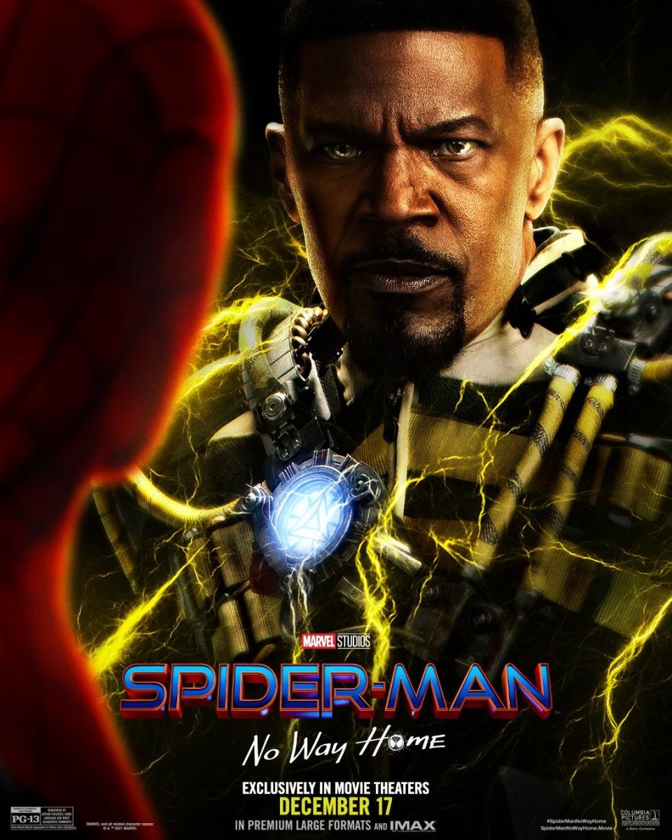 Jamie Foxx as Electro, in his Spider-Man: No Way Home character poster.