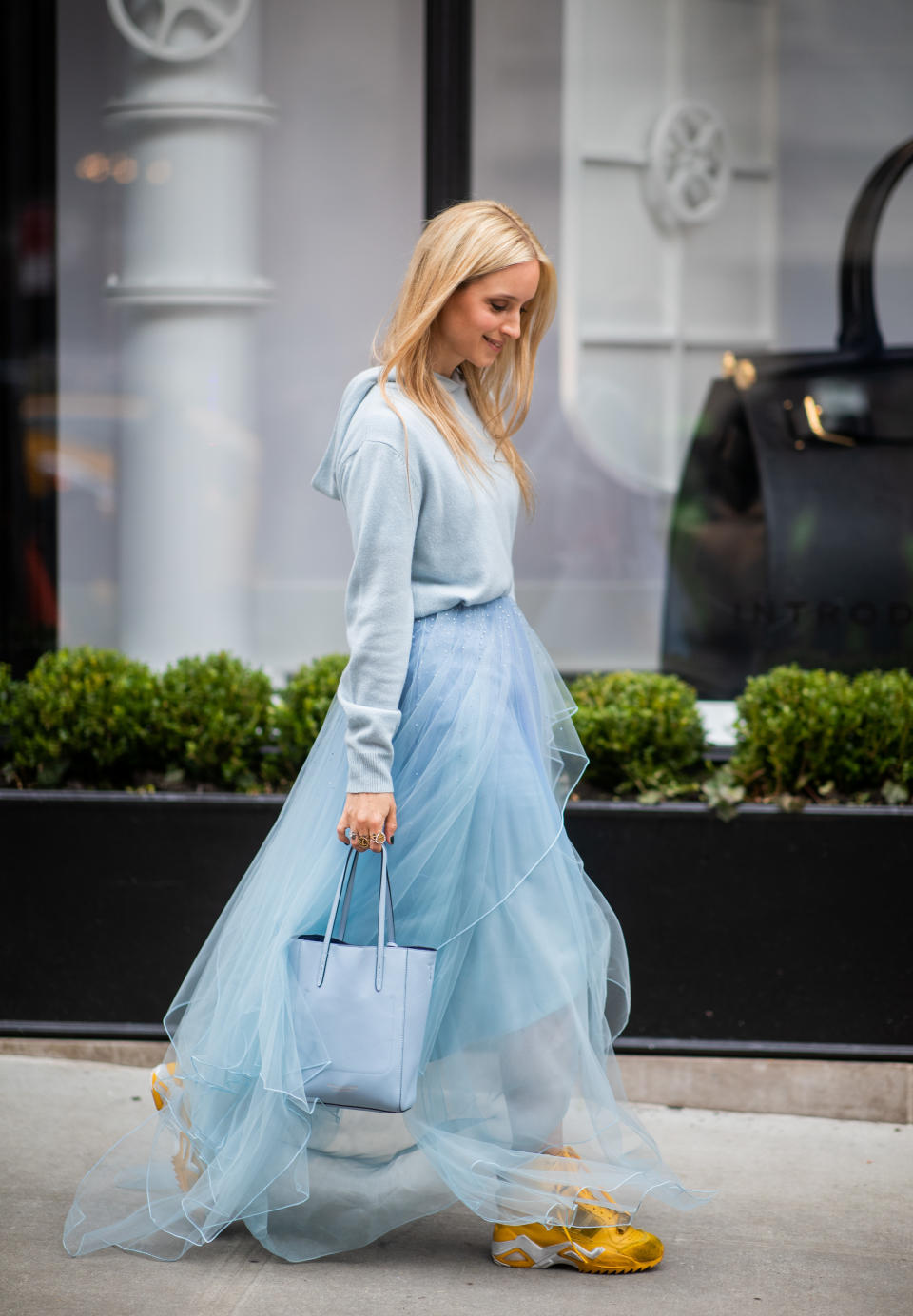 <p>Charlotte Groeneveld during New York Fashion Week. <em>[Photo: Getty]</em> </p>