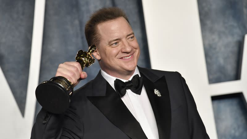 Brendan Fraser arrives at the Vanity Fair Oscar Party on Sunday, March 12, 2023, at the Wallis Annenberg Center for the Performing Arts in Beverly Hills, Calif. 