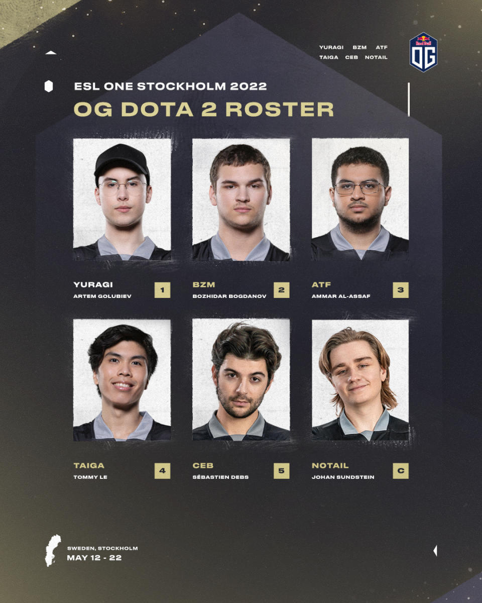 OG's lineup for Dota 2's Stockholm Major. (Photo: OG Esports)