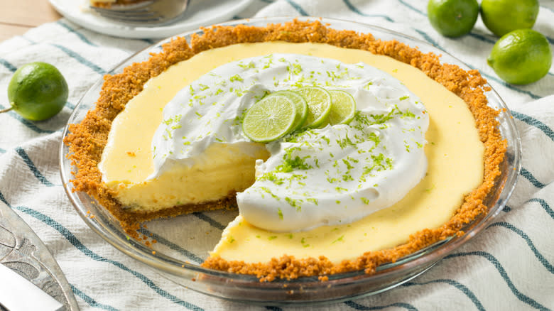 Key lime pie in dish