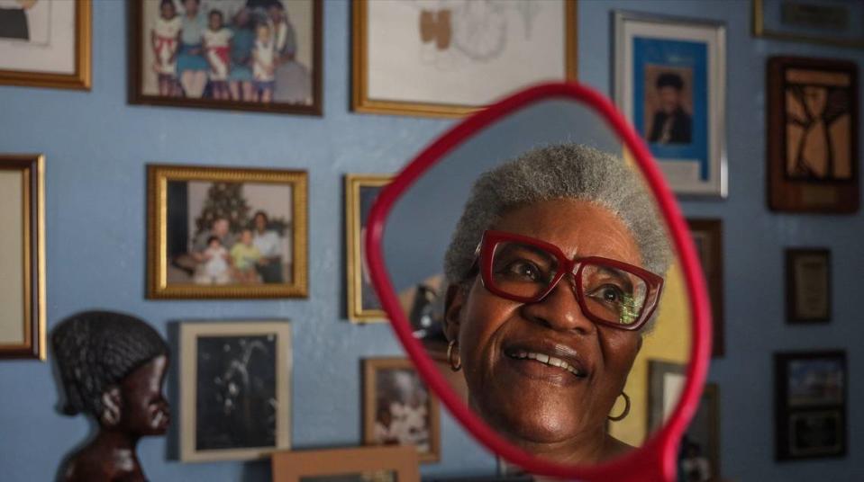 Former Miami Herald journalist Bea Hines is photographed at her home as she recalls the tribulations and triumphs as the newspaper’s first female Black reporter on Thursday, February 4, 2021.