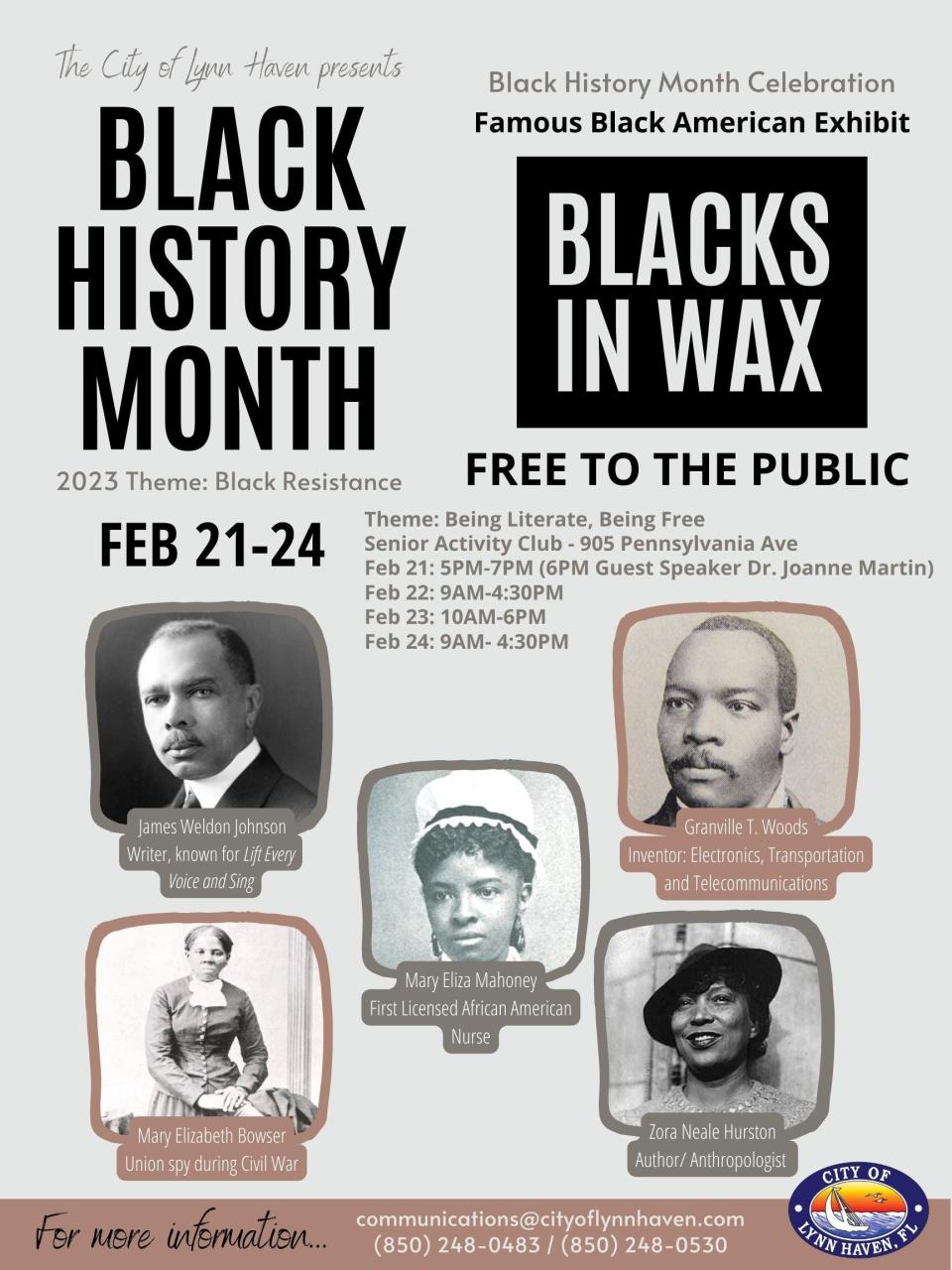 Blacks in Wax, a traveling exhibit, will display famous Black Americans in wax figures from Feb. 21-24 at the Senior Activity Club.