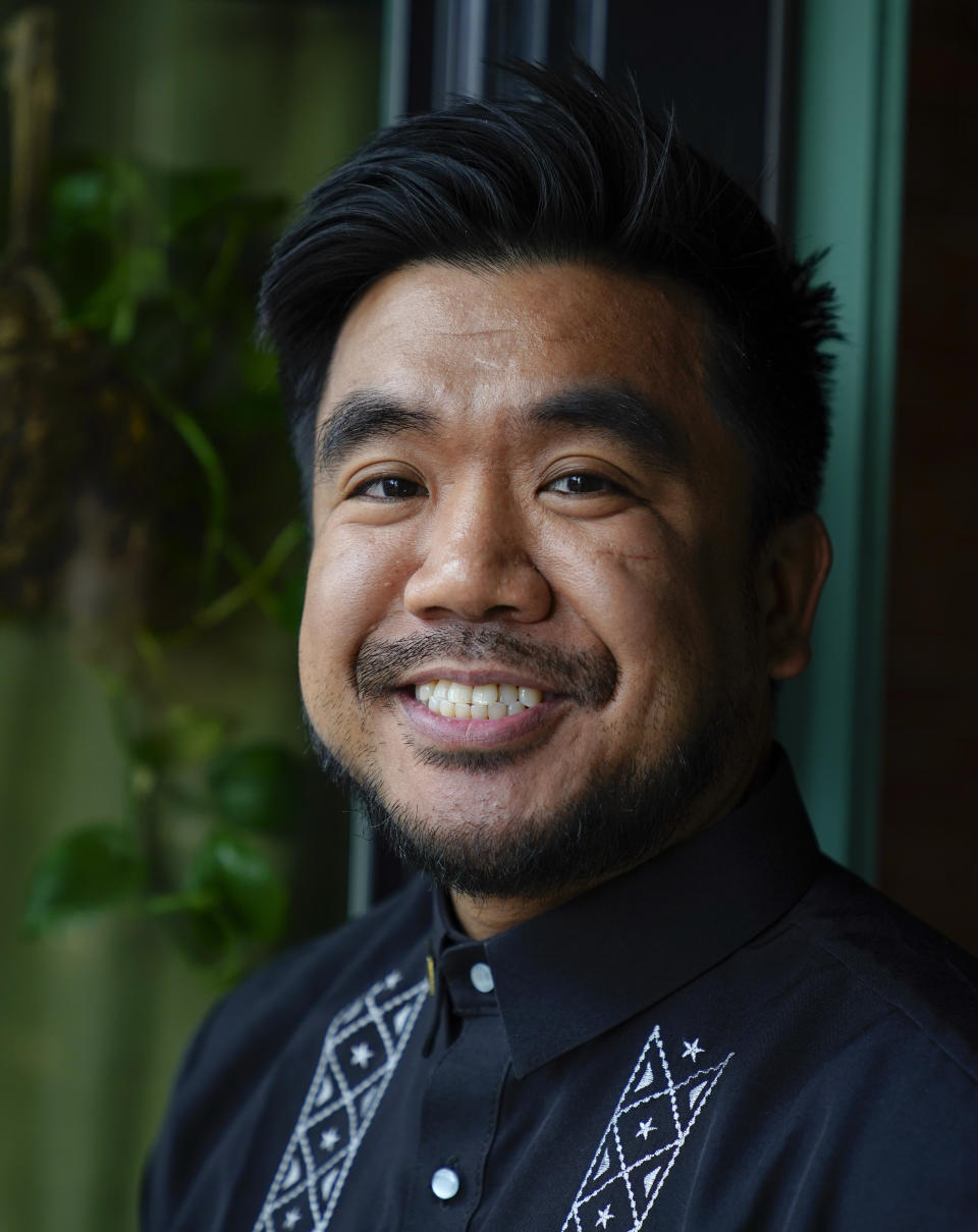 Chef Aaron Verzosa, who is nominated for a 2023 James Beard Award, poses for a portrait at his Filipino American restaurant Archipelago Wednesday, May 24, 2023, in Seattle. Verzosa is nominated in the Best Chef: Northwest and Pacific category. (AP Photo/Lindsey Wasson)