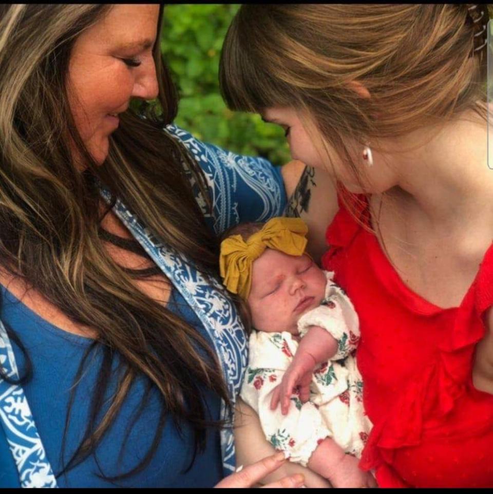 Candy Scarbrough, left, with her granddaughter, Oakley Hunley, and daughter, Anna. Scarbrough said it is highly beneficial to meet personally with an experienced IBCLC (International Board Certified Lactation Consultant) between 32-35 weeks' gestation to review your personal history and create a personalized breastfeeding plan for the first two to three days after birth.