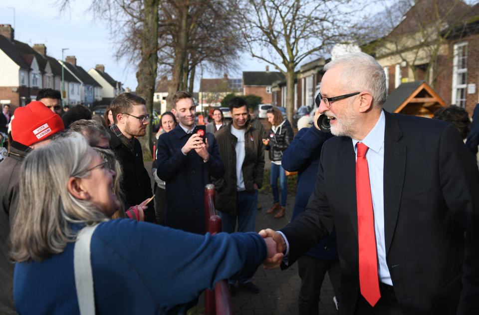 Labour leader Jeremy Corbyn after a visit to Fulbridge Academy in Peterborough, while on the General Election campaign trail.