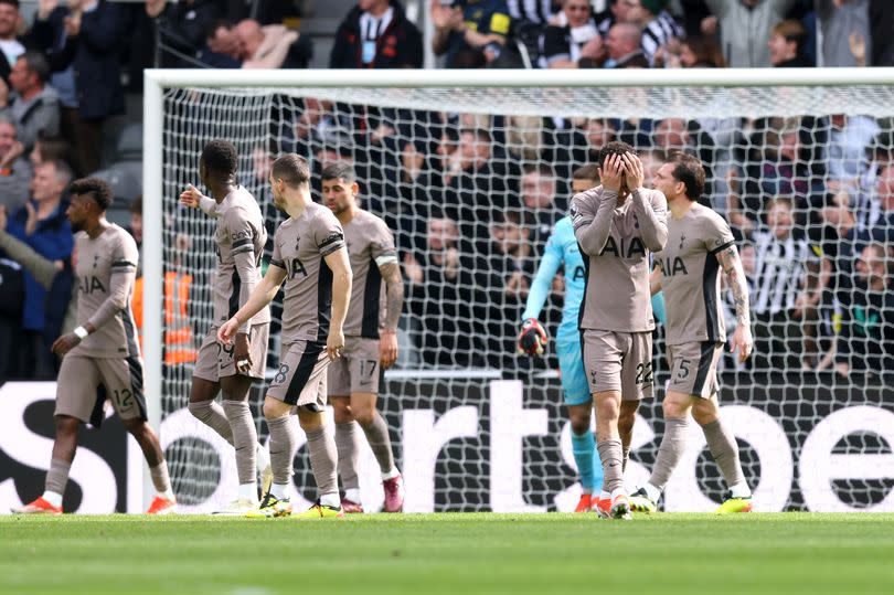 Tottenham players react after Newcastle defeat