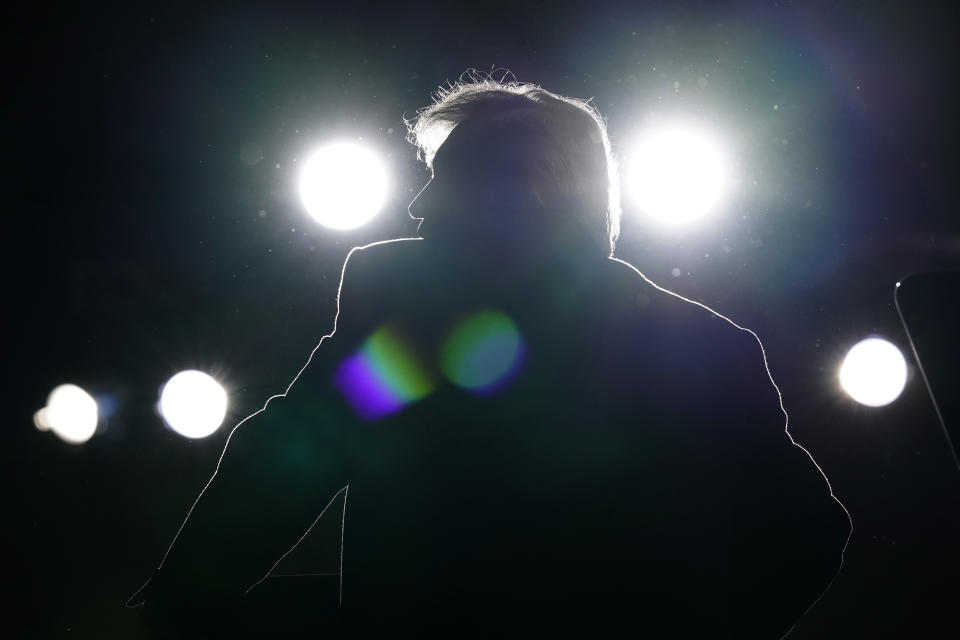 President Donald Trump speaks during a campaign rally at Eugene F. Kranz Toledo Express Airport, Monday, Sept. 21, 2020, in Swanton, Ohio. (AP Photo/Alex Brandon)