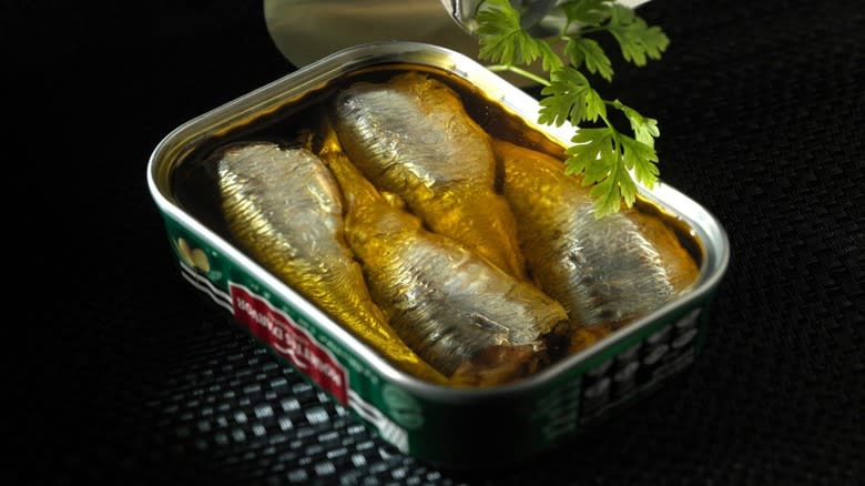 Open tin of Gonidec sardines