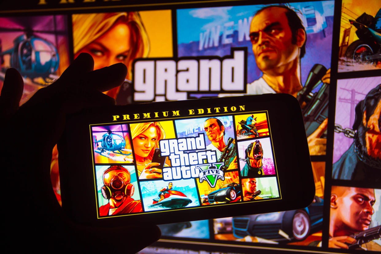 "Grand Theft Auto" maker Take-Two is buying Zynga. (Photo Illustration by Rafael Henrique/SOPA Images/LightRocket via Getty Images)