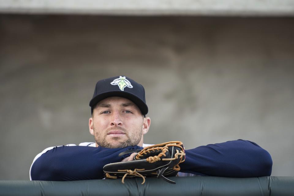 Tim Tebow now has two home runs with the Columbia Fireflies (AP Photo/Sean Rayford)