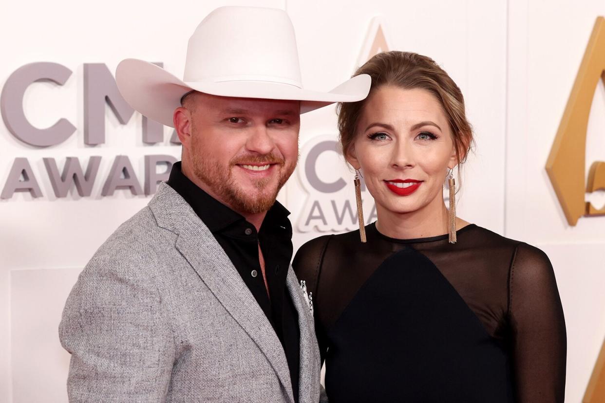 Cody Johnson and Brandi Johnson attend The 56th Annual CMA Awards at Bridgestone Arena on November 09, 2022 in Nashville, Tennessee.