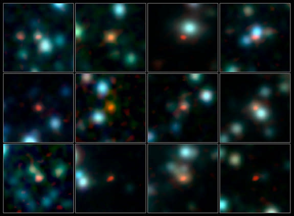 ALMA pinpointed the locations of star-forming galaxies in more detail than ever before. Image released on April 17, 2013.