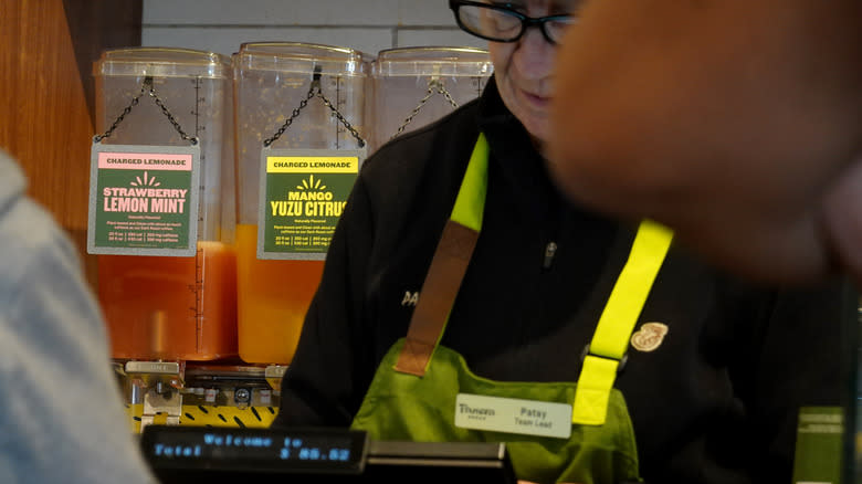 Panera employee at cash register