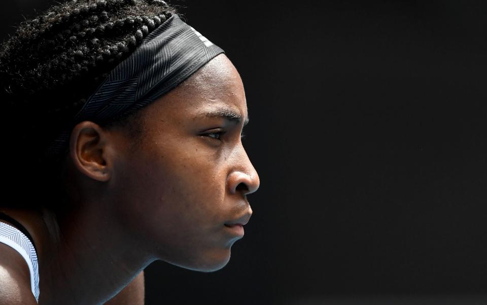In this file photo Coco Gauff of the US waits to hit a return against Sofia Kenin of the US during their women's singles match on day seven of the Australian Open - AFP