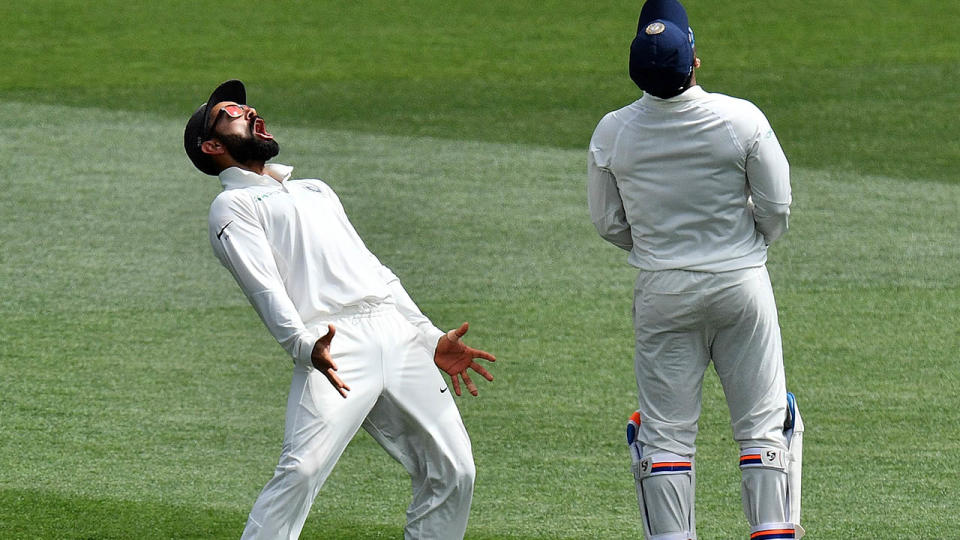 Virat Kohli and Rishabh Pant celebrate after dismissing Marcus Harris. (Photo by Daniel Kalisz – CA/Cricket Australia/Getty Images)