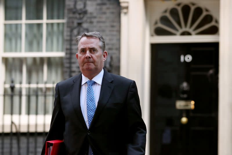 Britain's Secretary of State for International Trade Liam Fox is seen outside Downing Street, as uncertainty over Brexit continues, in London