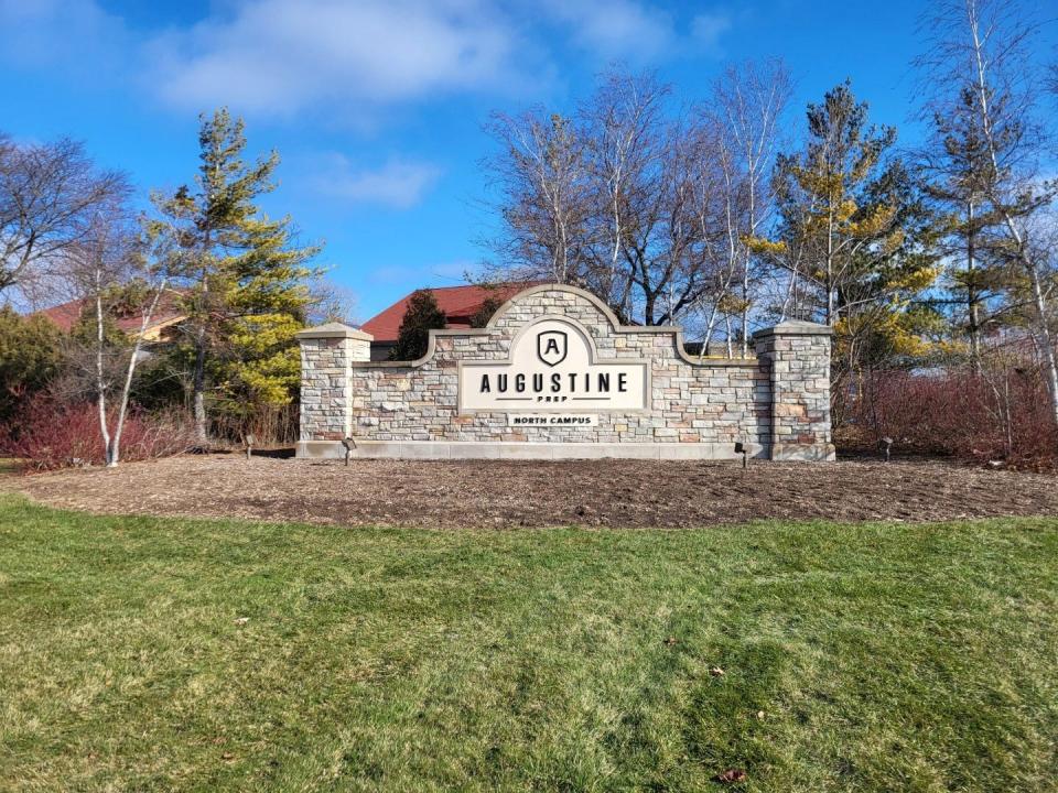 St. Augustine Preparatory Academy has installed a sign for its upcoming campus on the former Cardinal Stritch property.