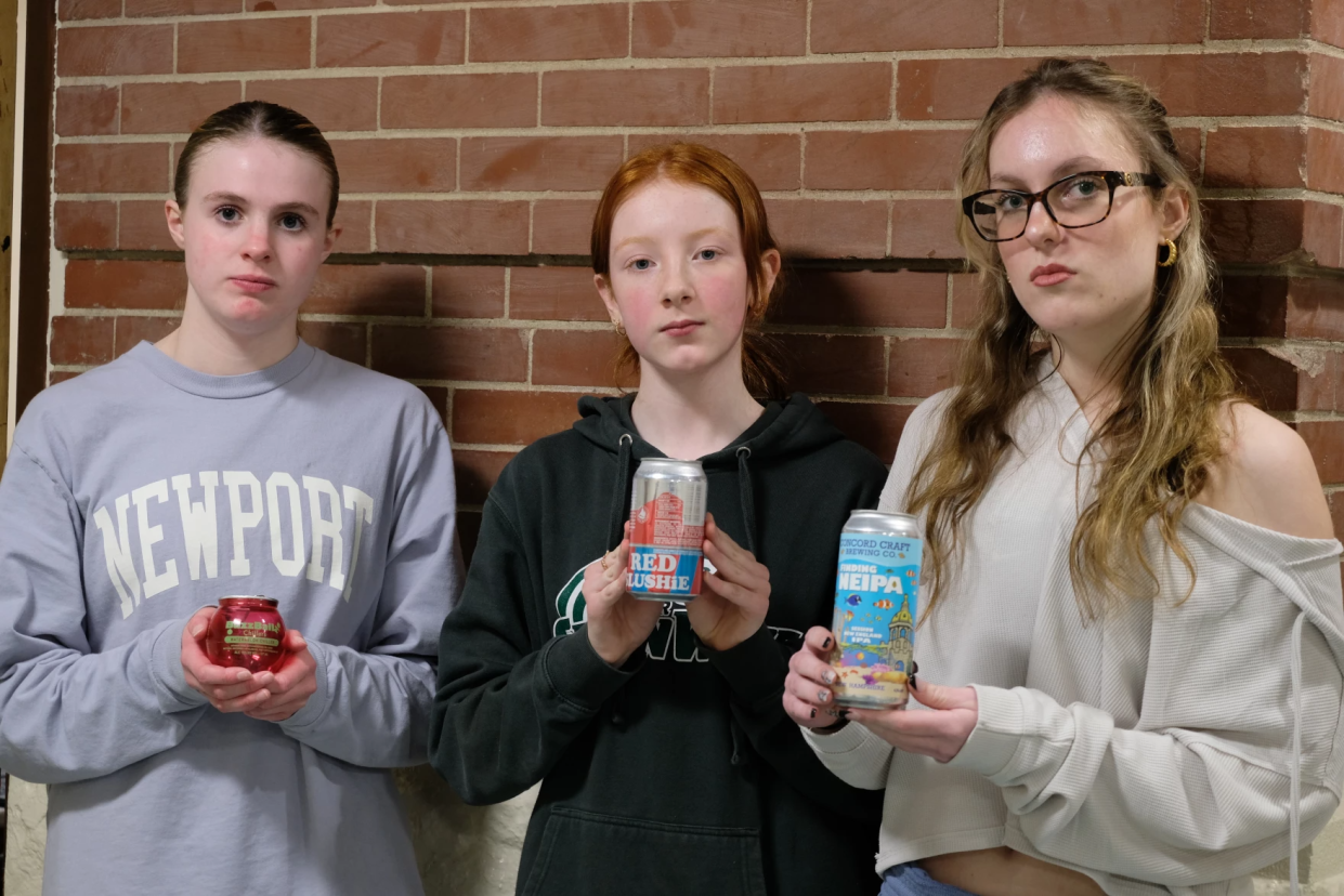 Dani Somers, Megan Merrigan and Mia Mozzoni, all members of Dover Youth 2 Youth, are advocating for stricter enforcement of alcohol labelling laws to protect minors.