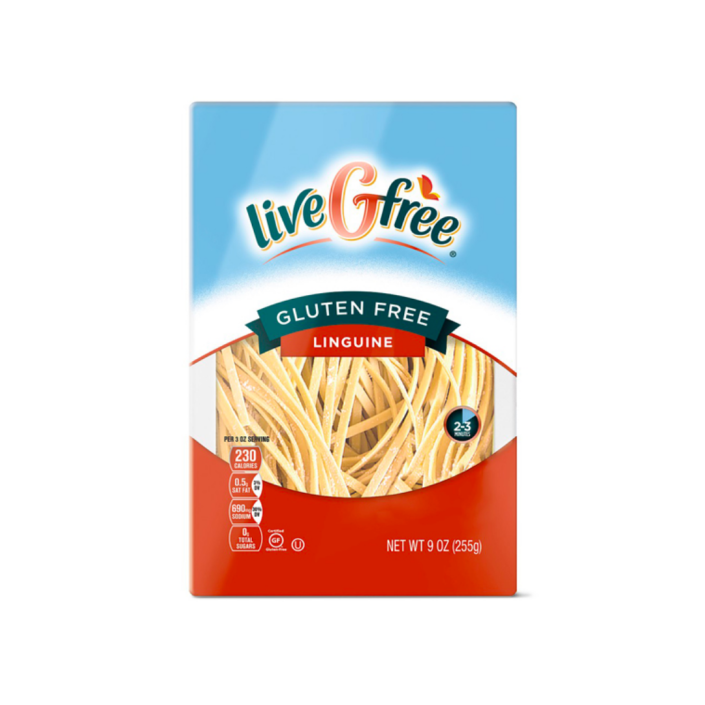 blue box of gluten-free linguine