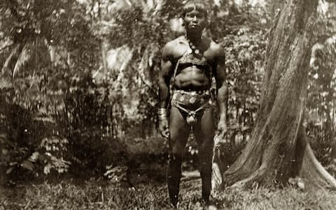 A 1900 image of a Jarawa tribesman on India's Andaman island, who experts say are today threatened by outside influence  - Credit: UniversalImagesGroup/Getty