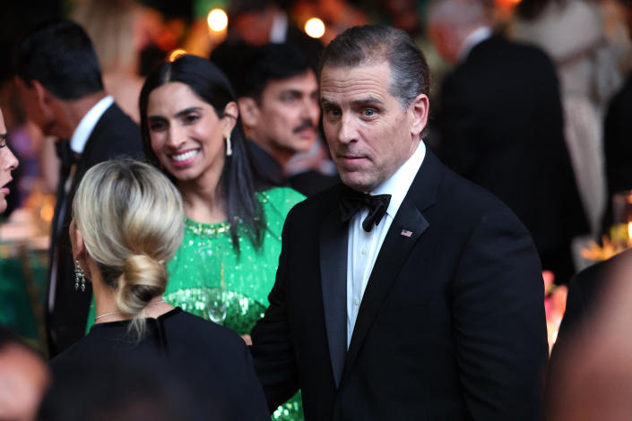 Hunter Biden, son of U.S. President Joe Biden, looks on during a state dinner at the White House on June 22, 2023 in Washington, DC. President Joe Biden and first lady Jill Biden are hosting a state dinner for Indian Prime Minister Modi as part of his first official state visit to the United States. / Credit: Anna Moneymaker  / Getty Images