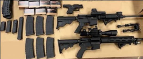 PHOTO: In this photo released by the Richmond Police Department, two assault-style rifles, a handgun and cache of magazines and several hundred rounds of ammunition are shown that were seized by police over the 4th of July holiday. (Richmond Police Department)