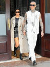 <p>Lovebirds Kourtney Kardashian and Travis Barker hang out in N.Y.C.'s SoHo neighborhood on Oct. 15.</p>