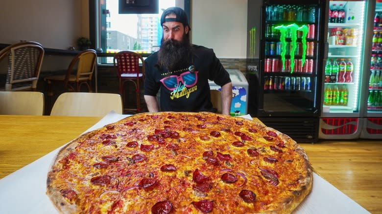 Adam Moran, Beard Meats Food, at Norway's Pizza Challenge at Oslove's Pizza, Oslo, Norway