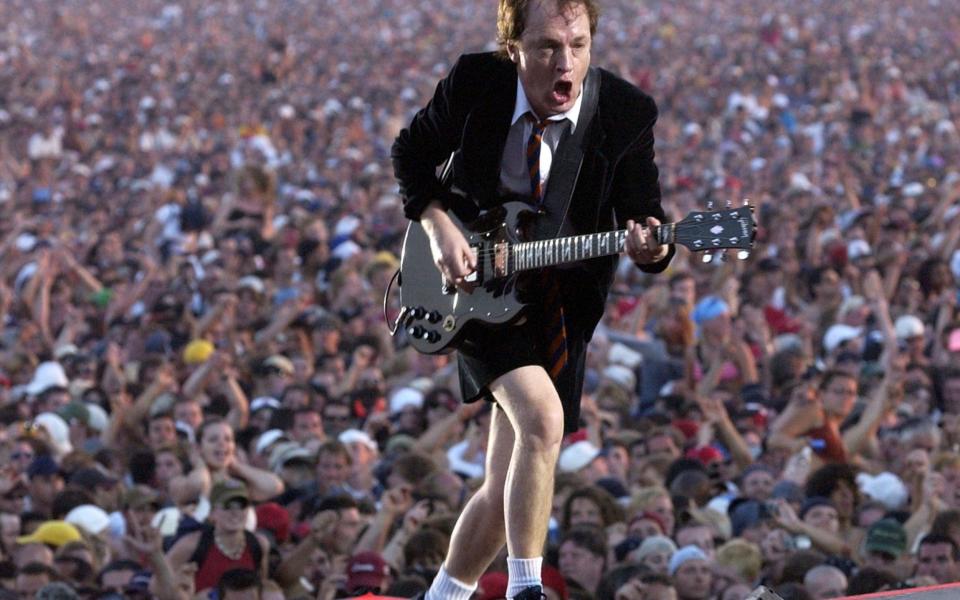 Angus Young on stage in Toronto - Wireimage