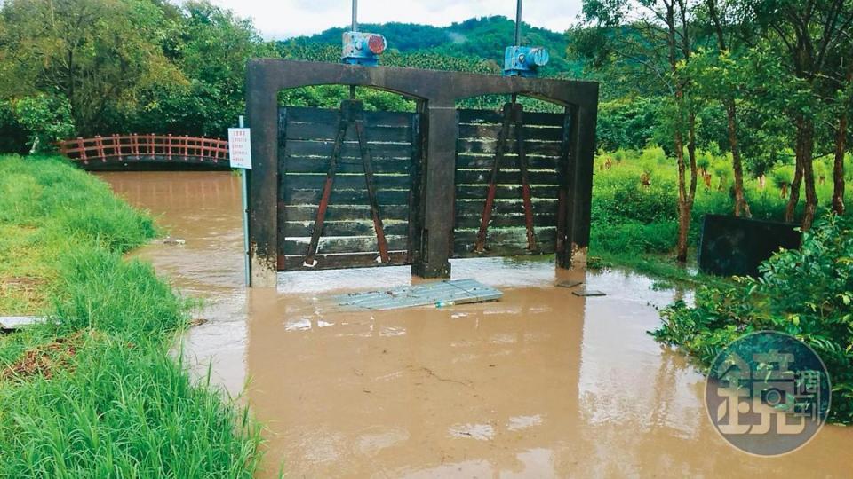 頭社村民指控，黃順昱破壞水利設施，導致地層下陷，每遇大雨就淹水。（讀者提供）