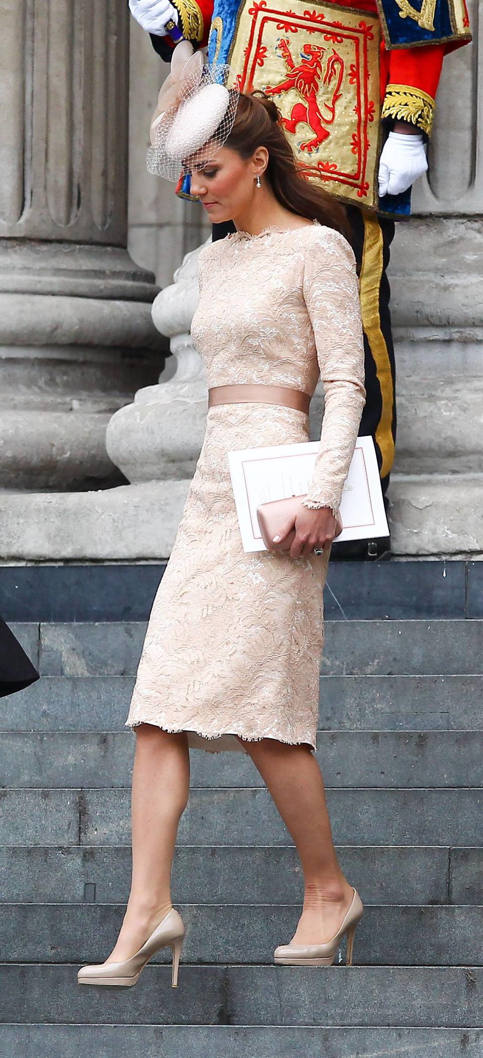 Catherine, Duchess of Cambridge, aka Kate Middleton leaving the Queen's Diamond Jubilee thanksgiving service at St. Paul's Cathedral London, England - 05.06.12 Mandatory Credit: WENN.com