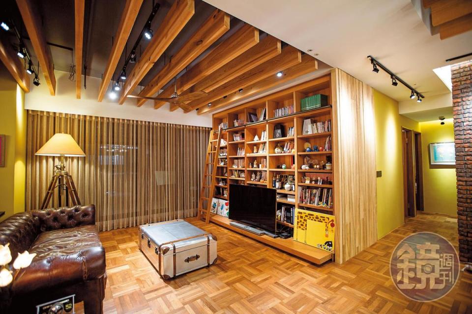 90坪寬敞的家，大量使用原木的裝潢，由陳斐娟親自與設計師溝通打理。