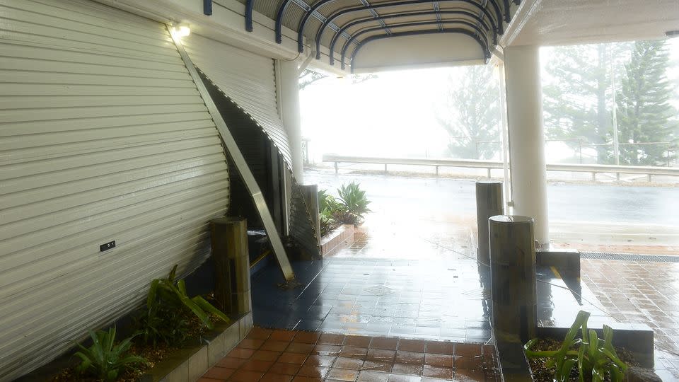 Bayview Tower Motel Yeppoon where the roller doors of an enclosed outside area were blown from category five cyclone Marcia in Yeppoon. Source: AAP