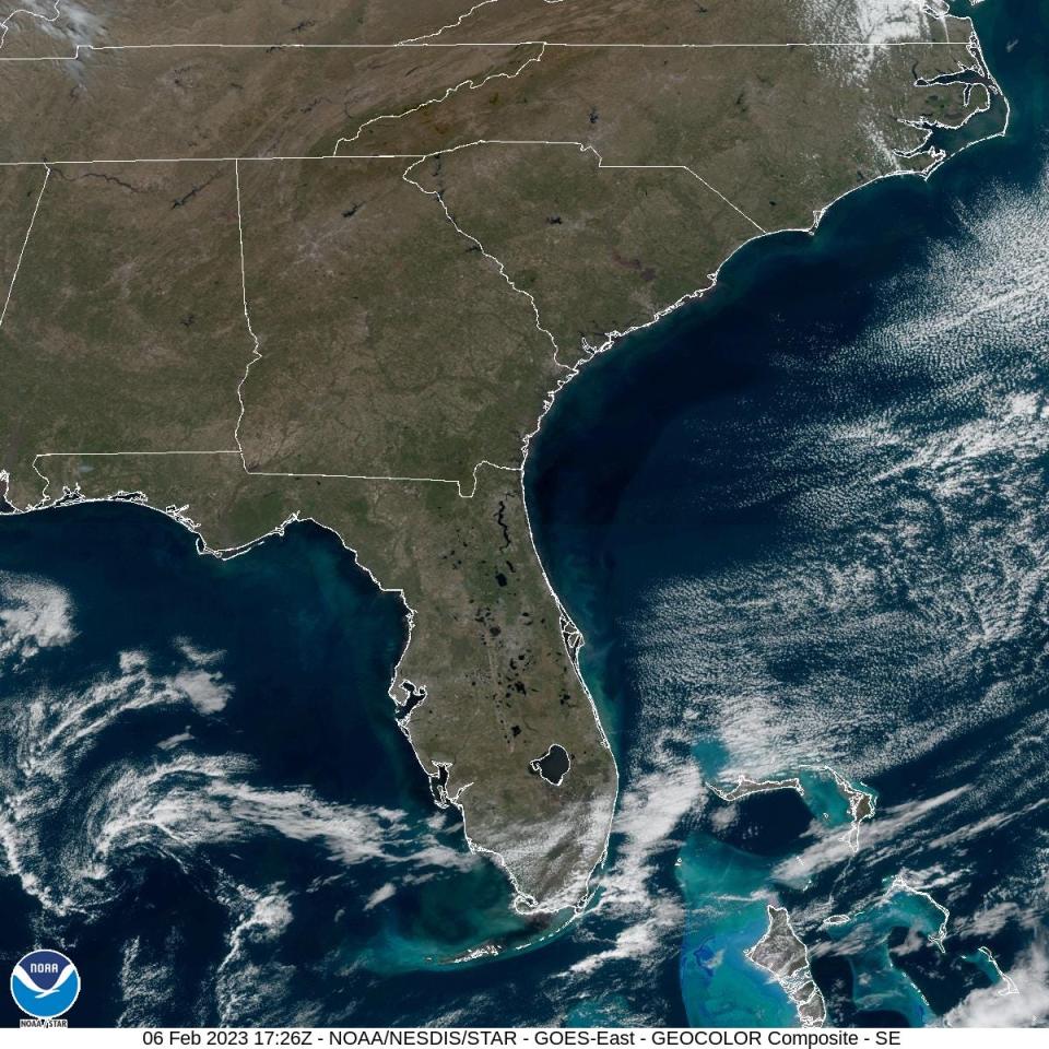 A National Weather Service forecast shows a "quiet" and dry week beginning Monday Feb. 6, 2023 with a gradual warm-up into the mid 80s ahead of a weekend cold front, said NWS meteorologist Scott Kelly.