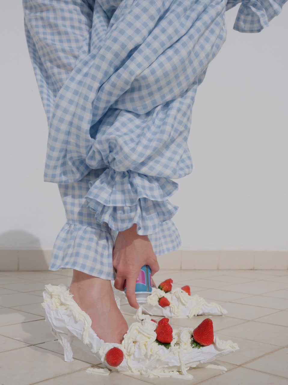 A pair of shoes created by the artist with whipped cream. - Credit: Photo Courtesy Sleeper